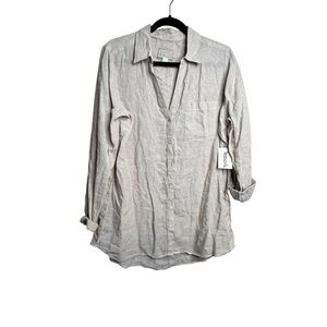 NWT Sigrid Olsen Size L Button Shirt 100% Linen Lagenlook D4